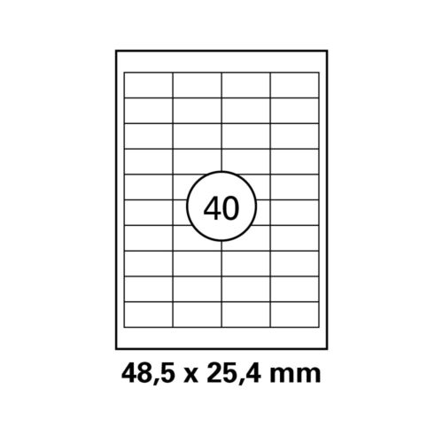 HEISAP Laser-Copy-Inkjet-Etiketten DIN A4, Karton á 100 Blatt 4 x 10 Etiketten Format 48,5 x 25,4 mm
