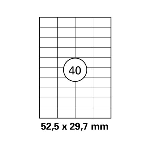 HEISAP Laser-Copy-Inkjet-Etiketten DIN A4, Karton á 100 Blatt 4 x 10 Etiketten Format 52,5 x 29,7 mm