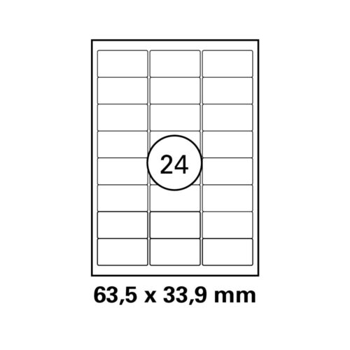 HEISAP Laser-Copy-Inkjet-Etiketten DIN A4, Karton á 100 Blatt 4 x 10 Etiketten Format 63,5 x 33,9 mm