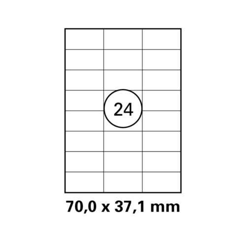 HEISAP Laser-Copy-Inkjet-Etiketten DIN A4, Karton á 100 Blatt 3 x 8 Etiketten Format 70,0 x 37,1 mm