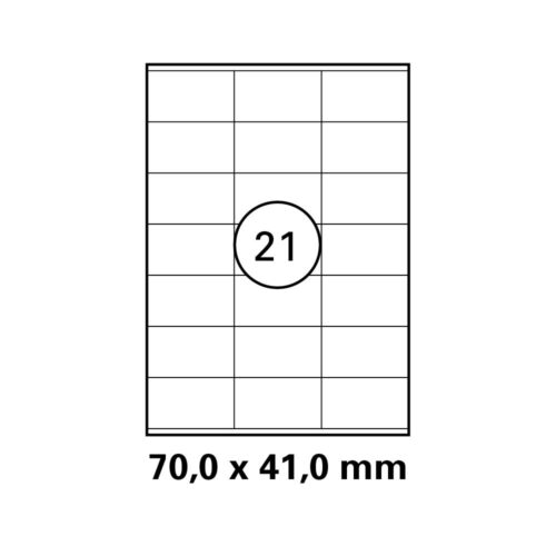 HEISAP Laser-Copy-Inkjet-Etiketten DIN A4, Karton á 100 Blatt 3 x 7 Etiketten Format 70,0 x 41,0 mm