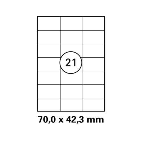 HEISAP Laser-Copy-Inkjet-Etiketten DIN A4, Karton á 100 Blatt 3 x 7 Etiketten Format 70,0 x 42,3 mm